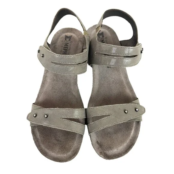 Mephisto Air Relax Wedge Sport Sandals  Womens 40 / 9.5  Beige w Rhinestones - Picture 2 of 11